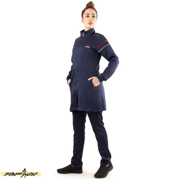 % ست مانتو شلوار ورزشی زنانه طرح ریبوک L-330 NZD | سرمه ای