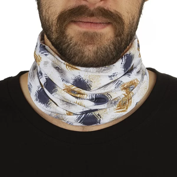% دستمال سر و گردن کوهنوردی اسکارف تابستانی پاور ایکس طرحدار سوزنی هد گیر BRS | سفید/سرمه ای